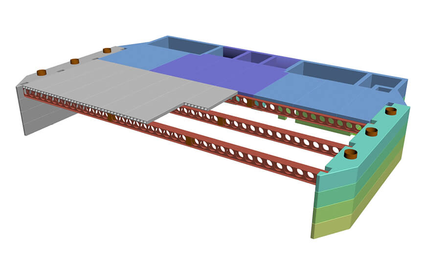 Structure with double cellular beam over 25m